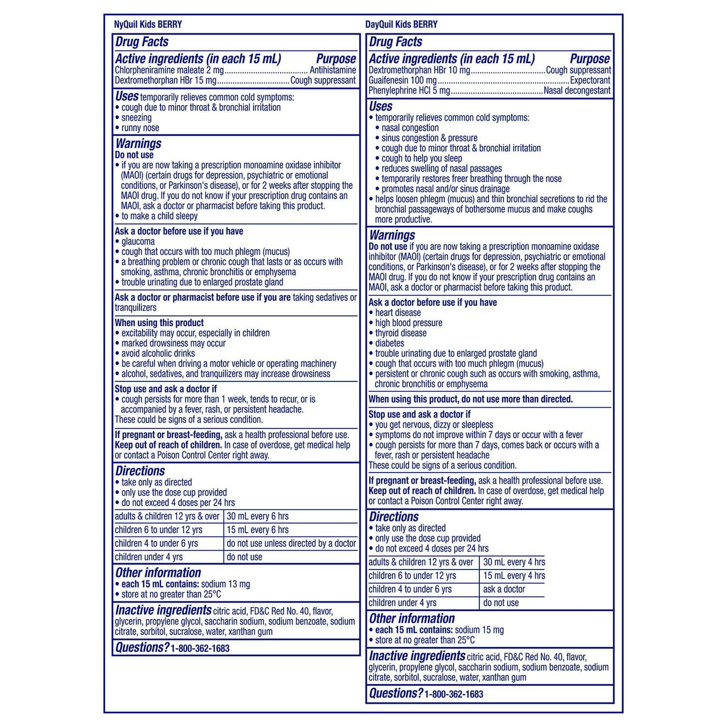 Vicks DayQuil & NyQuil Kids' Cold & Cough Liquid, Berry, 8 fl. oz., 3 pk.