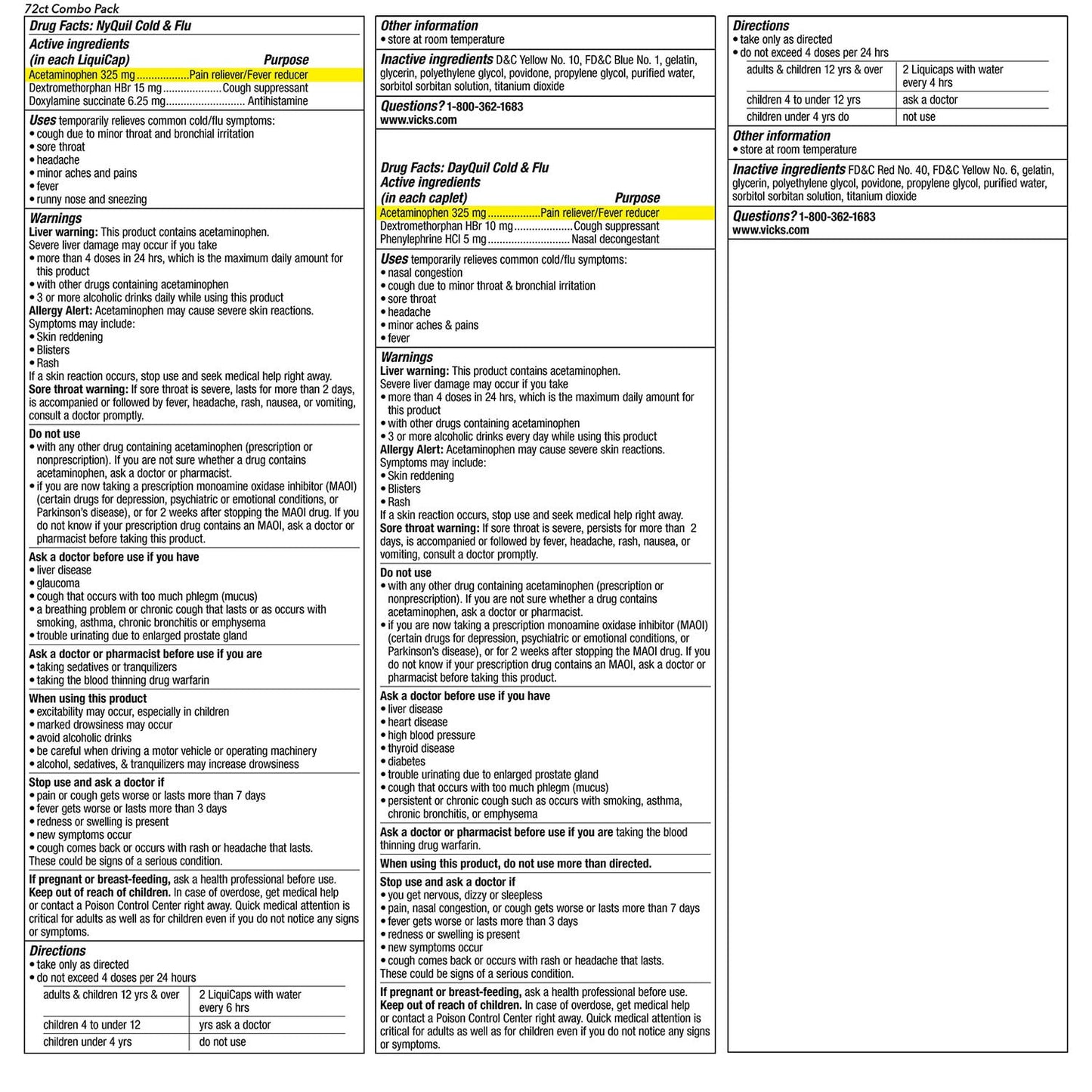 Vicks DayQuil & NyQuil Severe Cough, Cold & Flu Relief LiquiCaps, 72 ct.