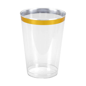 Tableluxe Premium Disposable Gold Rimmed Clear Plastic Tumbler, 16 fl. oz., 48 ct.
