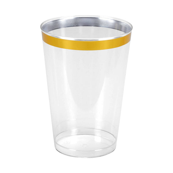 Tableluxe Premium Disposable Gold Rimmed Clear Plastic Tumbler, 16 fl. oz., 48 ct.