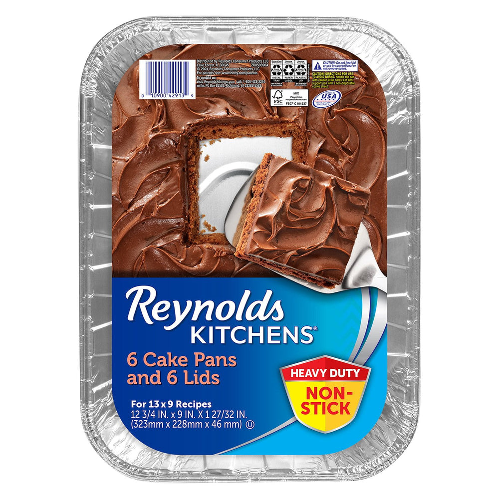Reynolds Kitchens 13" x 9" Aluminum Cake Pans with Lids, 6 ct.