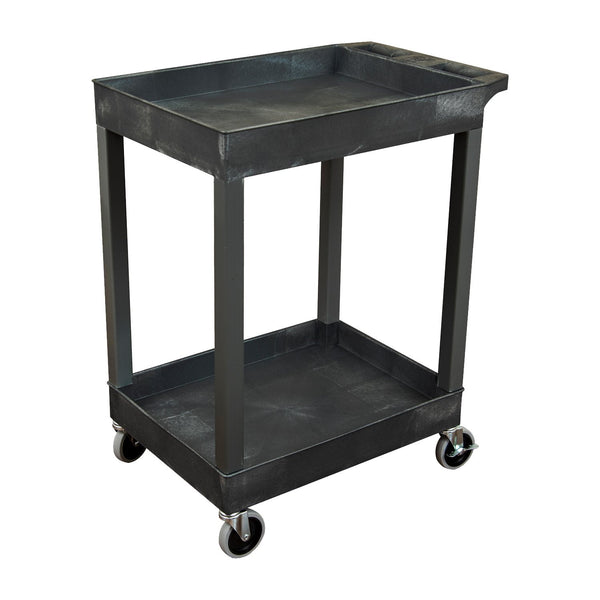 24" x 18" Plastic Utility Tub Cart - Two Shelf Black