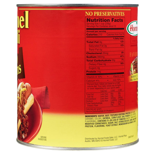 Hormel Chili No Beans 108 oz.