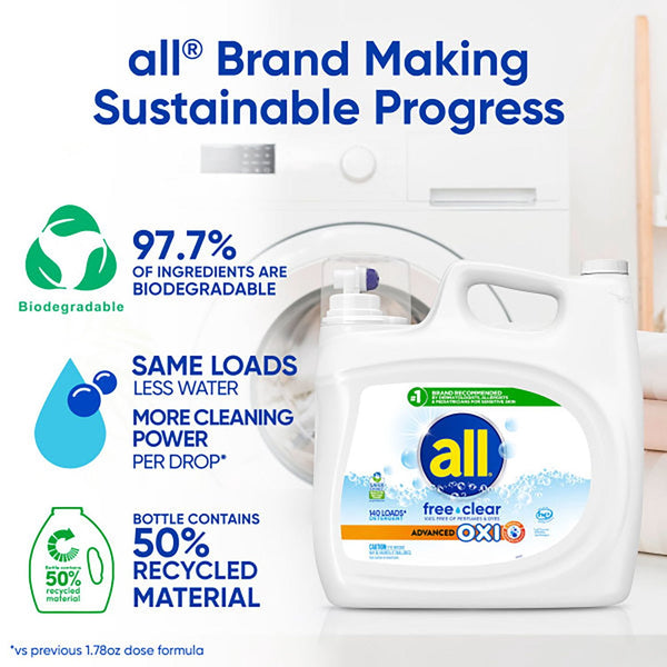 all Liquid Laundry Detergent, with Advanced OXI Stain Removers, 208oz, 140 loads