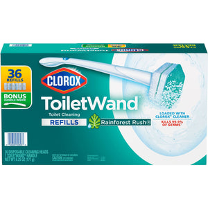Clorox ToiletWand Toilet Cleaning Kit, Rainforest Rush, 1 ToiletWand Handle + 36 Refills