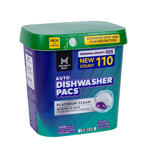 Member's Mark Platinum Clean Automatic Dishwasher Pacs, Fresh Clean, 110 ct.