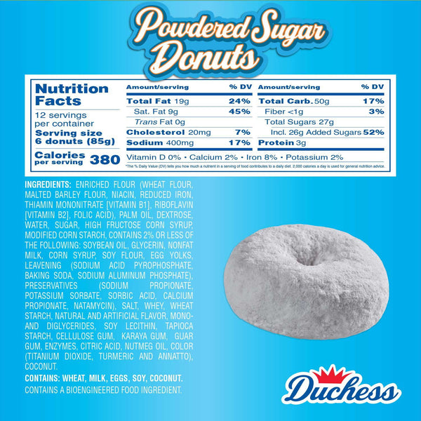 Duchess Mini Powdered Sugar Donuts, 3 oz, 12 pk.