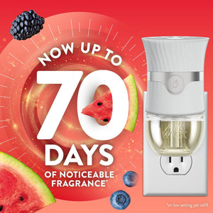 Air Wick Plug In Scented Oil Air Freshener, Refreshing Watermelon & Berries, 1 warmer + 6 refills