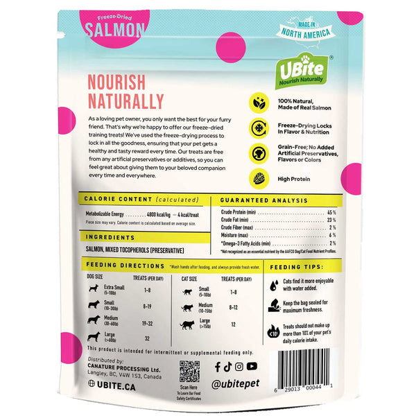 UBite Adult Dog and Cat Salmon Freeze Dried Treats, 16 oz.