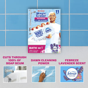 Mr. Clean Magic Eraser 2-in-1 Bathroom Cleaner Sponge, Lavender, 11 ct.