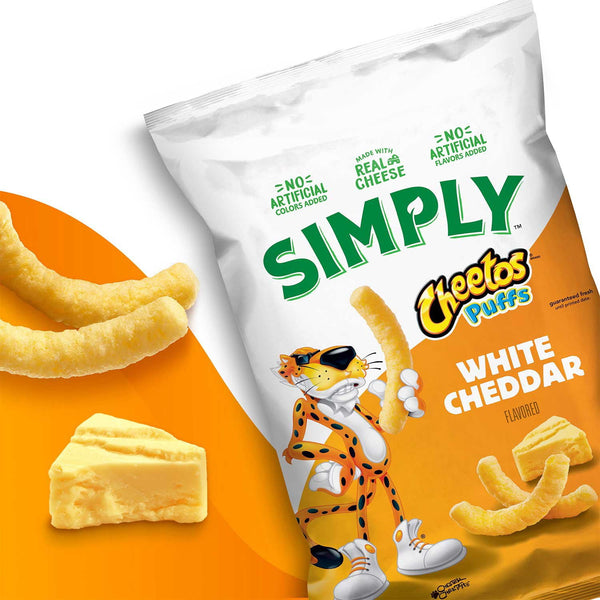 Simply Cheetos White Cheddar Puffs, 0.87 oz., 30 pk.