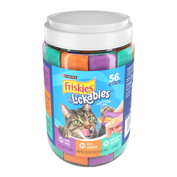 Purina Friskies lil’ Lickables With Chicken, Tuna or Ocean Whitefish Variety Pack Lickable Cat Treat, 56 ct. Pouches