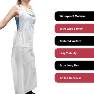 Kleen Chef Disposable Waterproof Poly Aprons, White 100 ct.