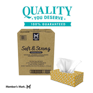 Member's Mark Soft and Strong 2-Ply Facial Tissues 30 boxes., 110 tissues/box