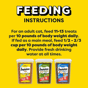 TEMPTATIONS Cat Treats Variety Pack with Tasty Chicken Flavor, Catnip Fever, & Surfers' Delight, 16 oz., 3 tubs