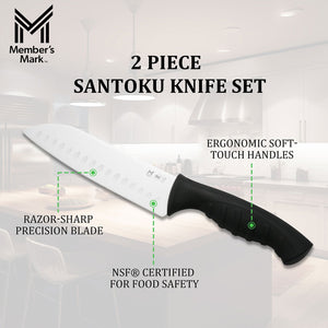 Member's Mark 7" Non-Slip Handle Santoku Slicing Knife, 2 pk.