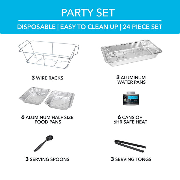 Member's Mark Party Set with 2-hour Safe Heat Chafing Fuel, 24 ct.