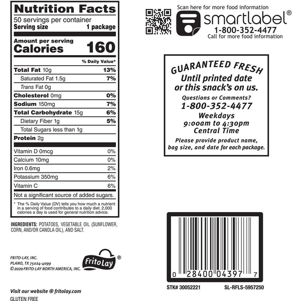 Ruffles Original Potato Chips, 1 oz., 50 pk.