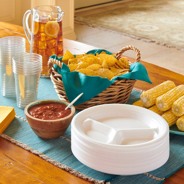 Hefty Supreme 3-Compartment Foam Plates, 10 1/4