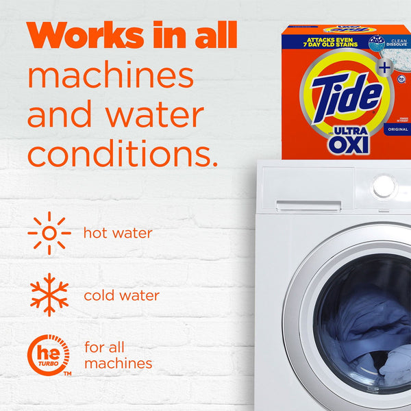 Tide + Ultra Oxi Powder Laundry Detergent, Original, 143 loads, 225 oz.