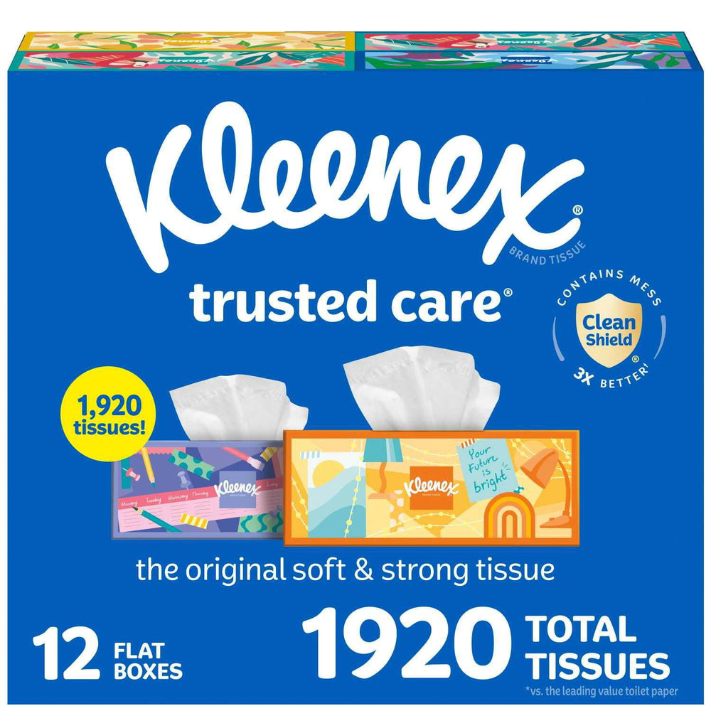 Kleenex Trusted Care Facial Tissues 12 boxes, 160 tissues/box