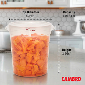 Cambro Round Translucent Food Container with Lid, 4 qt., 3 pk.