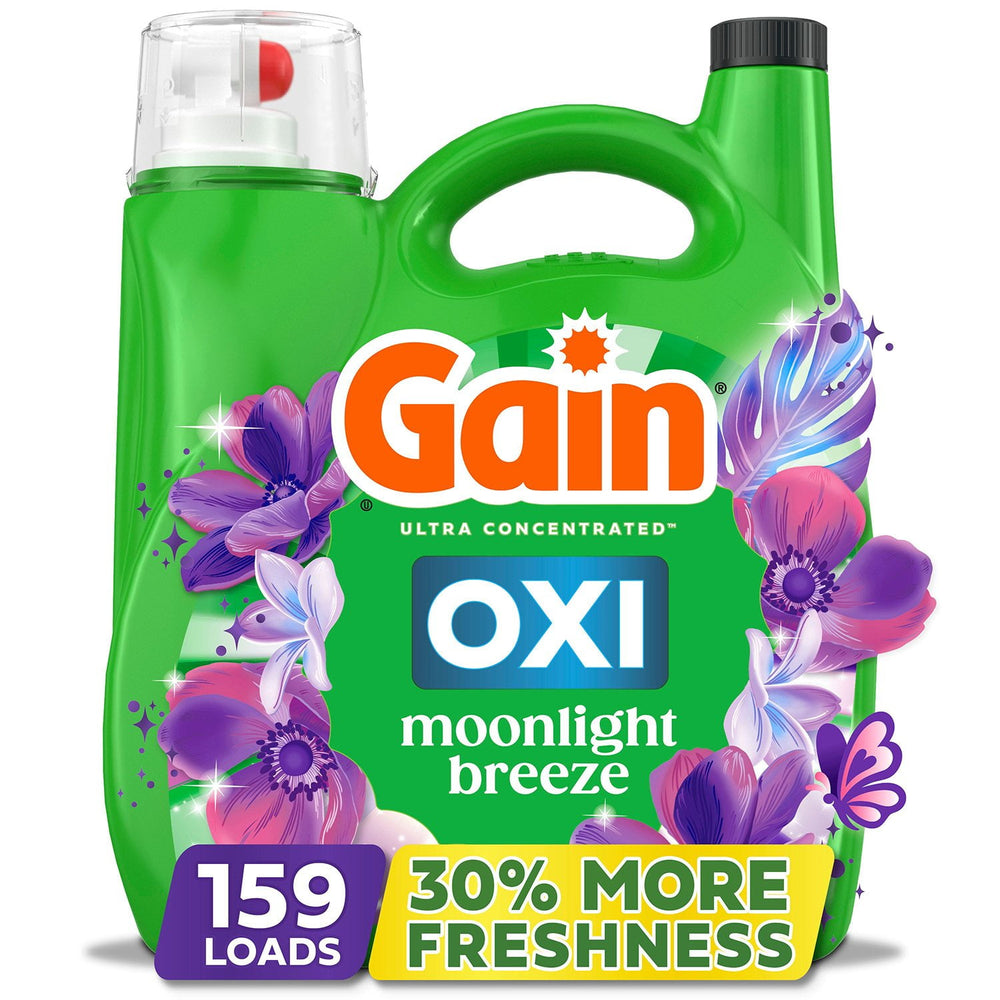 Gain + Oxi Liquid Laundry Detergent, Moonlight Breeze, 159 Loads, 170 fl. oz.