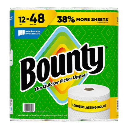 Bounty Select-A-Size 2-Ply Paper Towels, 12 Rolls, 165 sheets/roll