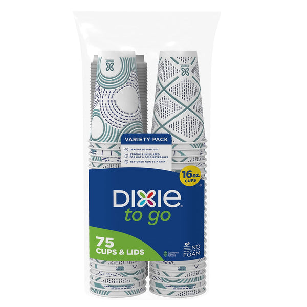 Dixie® To Go 16 oz. Paper Cup with Leak-Resistant Lid, 75 ct.