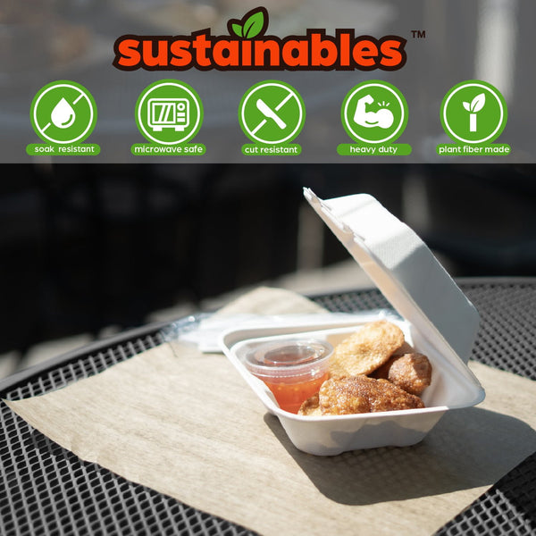 Kanak Sustainables™ Sandwich Hinged Lid To Go Food Container 6" x 6" , 100 ct.