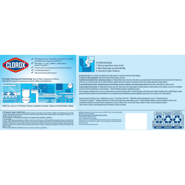 Clorox Disinfecting Wipes, Variety Pack, Fresh Scent and Crisp Lemon, 5 pack ct., 425 wipes total