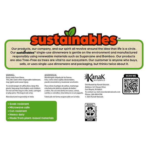 Kanak Sustainables™ 3 Compartment Hinged Lid To Go Food Container 9" x 9" , 50 ct.