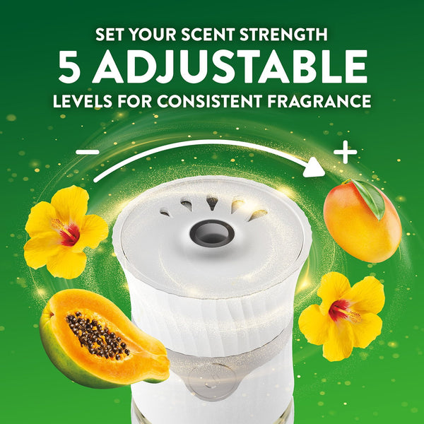 Air Wick Plug In Scented Oil Air Freshener, Hawaii Exotic Papaya & Hibiscus Flower, 2 warmers + 8 refills