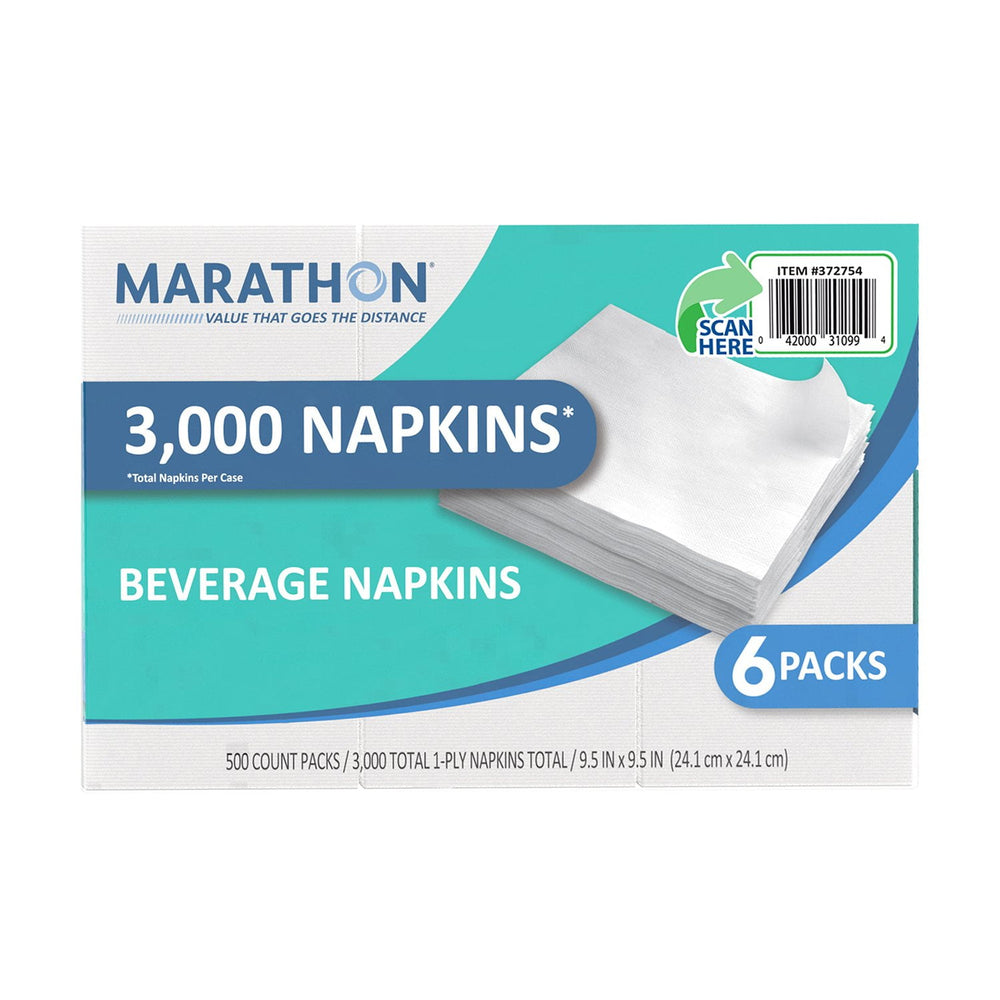 Marathon Embossed 1-Ply White Beverage Napkins, 6 pk., 3000 ct.