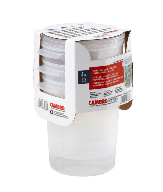 Cambro Round Translucent Food Container with Lid, 4 qt., 3 pk.
