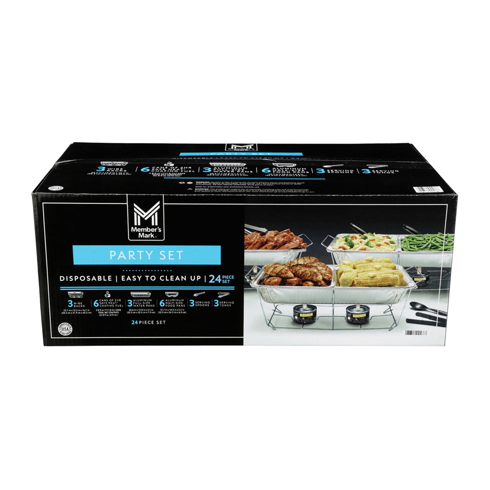 Member's Mark Party Set with 2-hour Safe Heat Chafing Fuel, 24 ct.