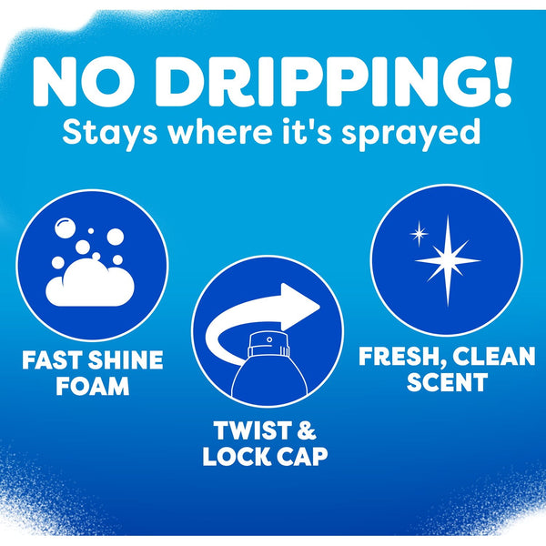 Windex Fast Shine Foam Glass Cleaner, No-Drip Aerosol Cleaning Spray, 19 oz., 4 pk.