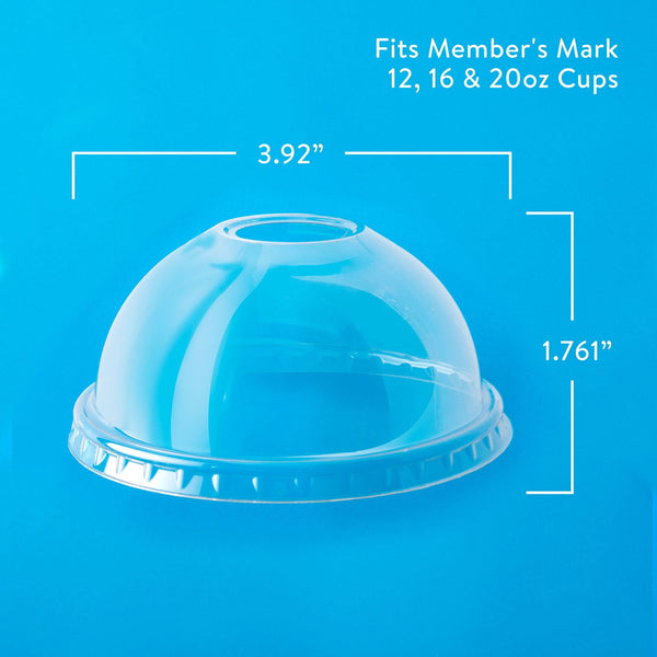 Member's Mark Clear Dome Plastic Lids with Straw Slot, 500 ct.
