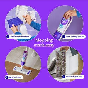 Swiffer PowerMop Refill Bundle, Lavender, 10 Mop Pads + 2 Bottles