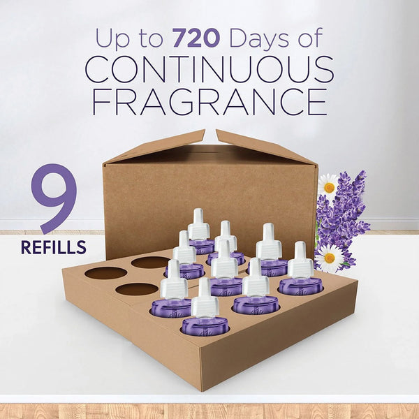 Air Wick Plug In Essential Oil Air Freshener Refills, Lavender & Chamomile, 9 refills