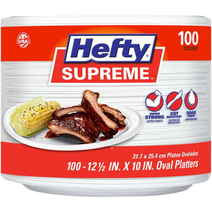 Hefty Supreme Foam Oval Platters, 12.5" x 10