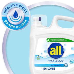 all Liquid Laundry Detergent, Free Clear for Sensitive Skin, 208oz, 166 loads