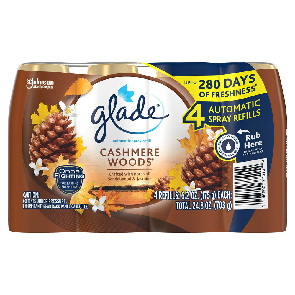 Glade Automatic Spray Air Freshener Refills, Cashmere Woods, 4 ct.