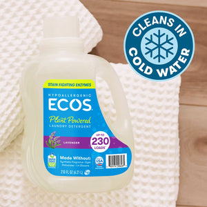 ECOS Hypoallergenic Liquid Laundry Detergent + Enzymes, Lavender Scent, 230 loads, 210 fl. oz.