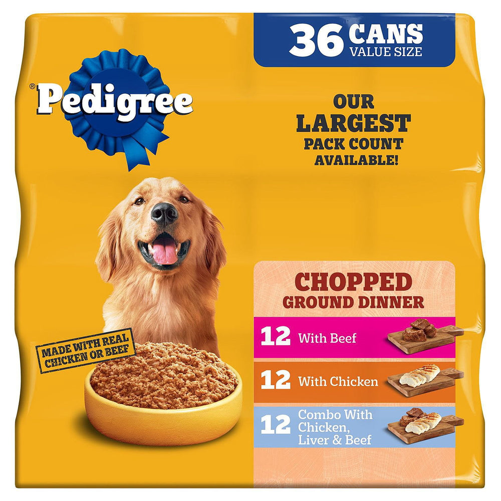Pedigree Chopped Ground Dinner, Variety Pack, 13.2 oz., 36 ct.