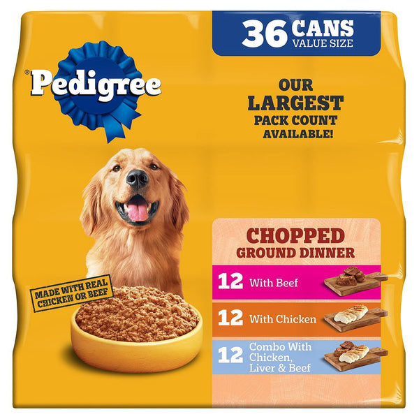 Pedigree Chopped Ground Dinner, Variety Pack, 13.2 oz., 36 ct.
