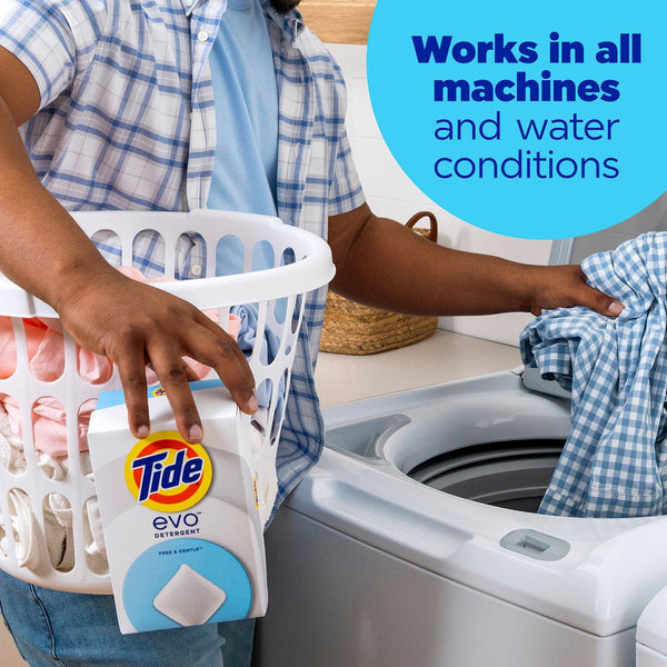 Tide Evo Laundry Detergent Fiber Tiles, Free & Gentle, 72 ct.