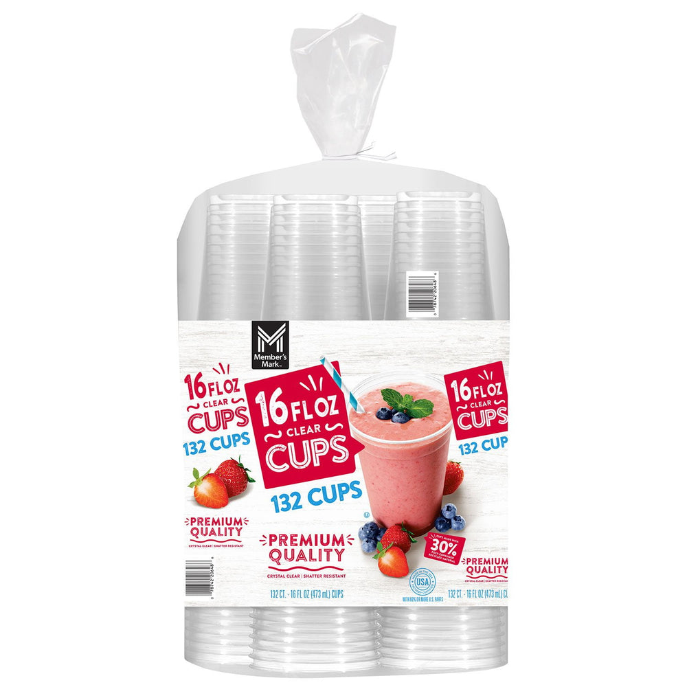 Member's Mark Clear Plastic Cups 16 oz., 132 ct.