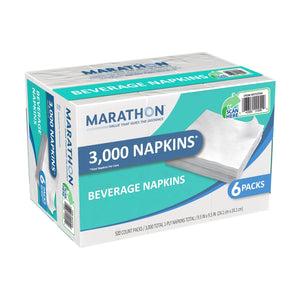 Marathon Embossed 1-Ply White Beverage Napkins, 6 pk., 3000 ct.