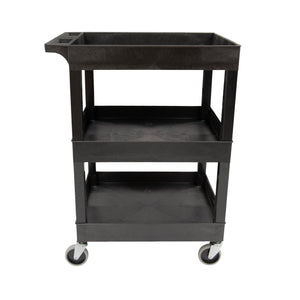24" x 18" Plastic Utility Tub Cart- Three Shelf  Black